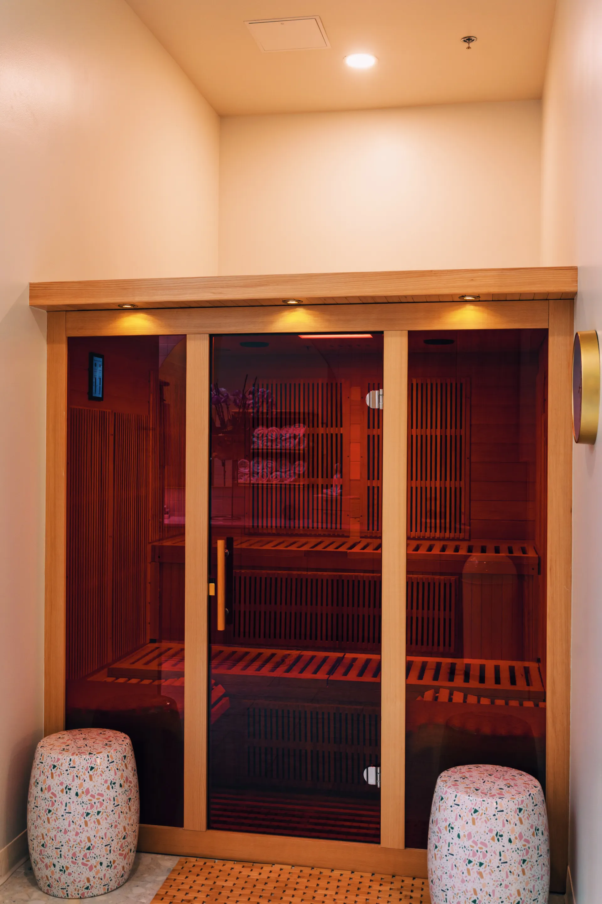 Women's-only infrared sauna inside the women's locker room at THIS Gym Austin
